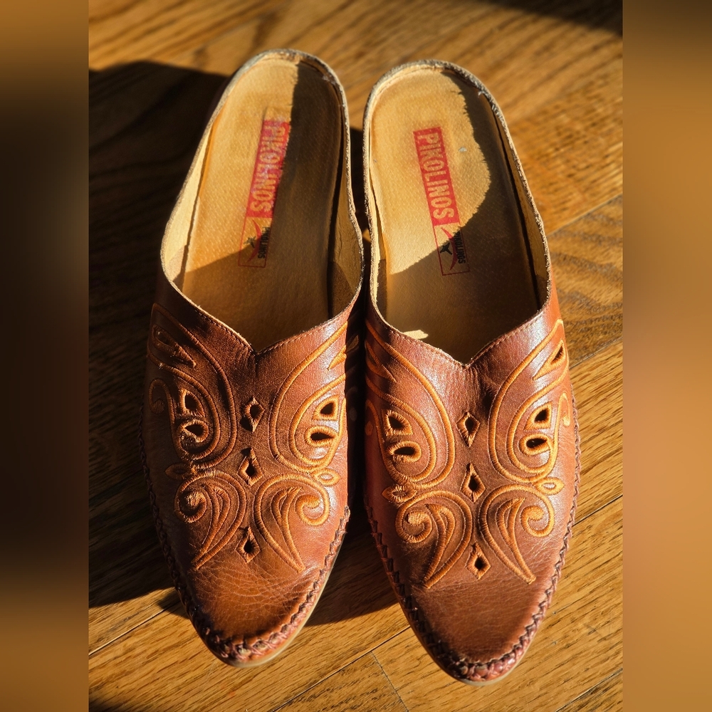 PIKOLINOS Brown Leather Mules - Picture 3 of 4